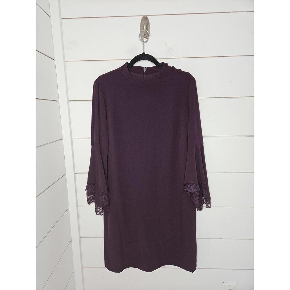 Tahari size 14 deep purple shift evening dress